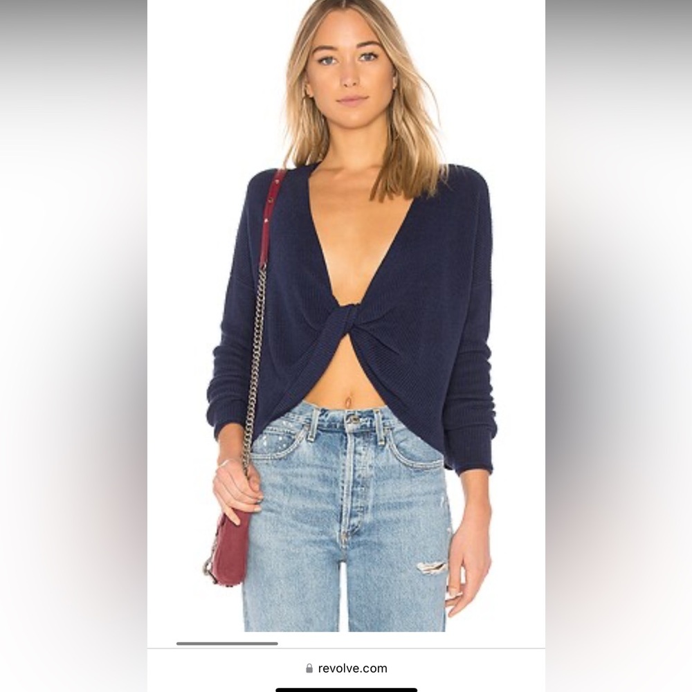 Twist-Front Navy Sweater